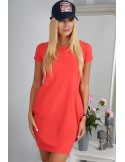 Rochie coral cu maneci scurte 9967 - Magazin online - Boutique